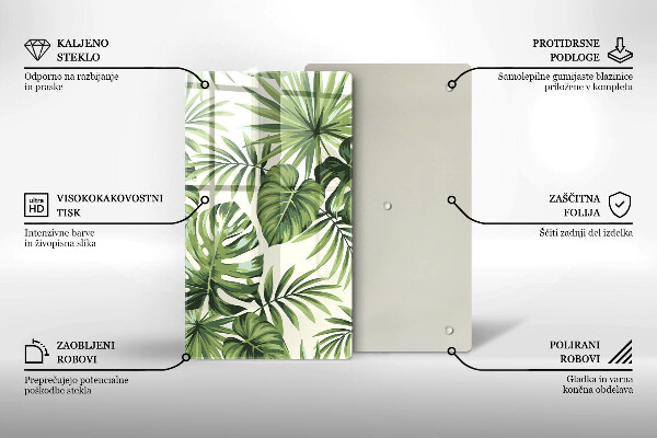 Tocător de bucătărie Ilustrație cu frunze de monstera