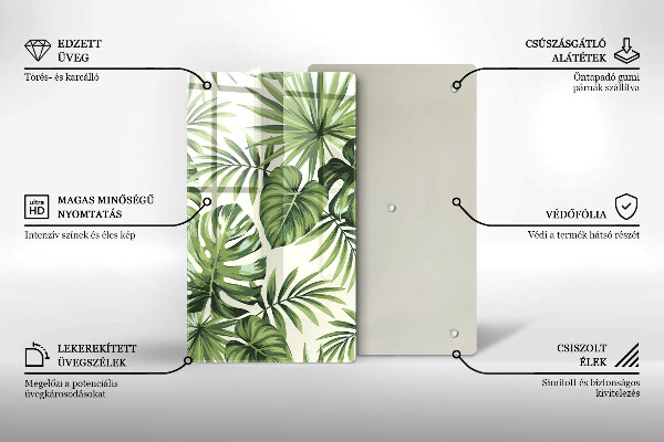 Tocător de bucătărie Ilustrație cu frunze de monstera