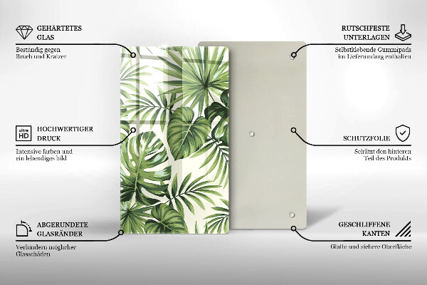 Tocător de bucătărie Ilustrație cu frunze de monstera