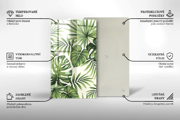 Tocător de bucătărie Ilustrație cu frunze de monstera