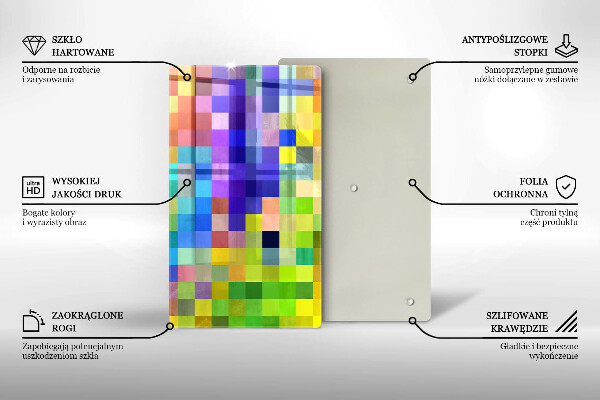 Tocător de bucătărie Pătrate de pixeli colorate