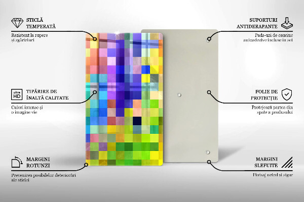 Tocător de bucătărie Pătrate de pixeli colorate