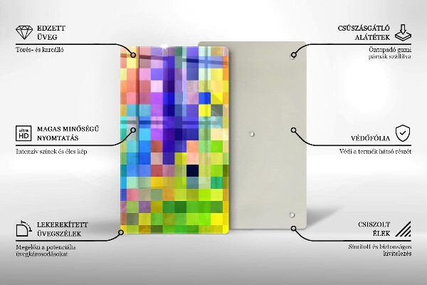 Tocător de bucătărie Pătrate de pixeli colorate