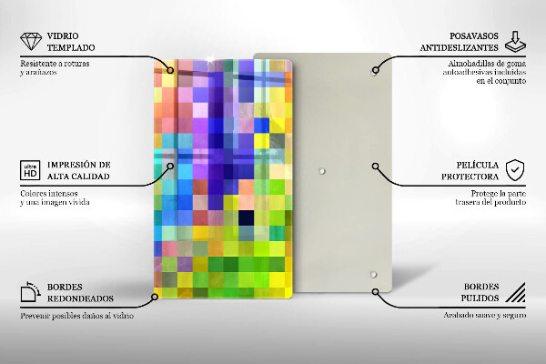 Tocător de bucătărie Pătrate de pixeli colorate