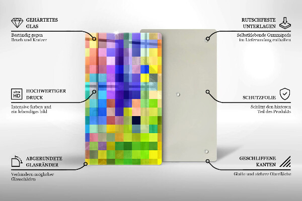 Tocător de bucătărie Pătrate de pixeli colorate
