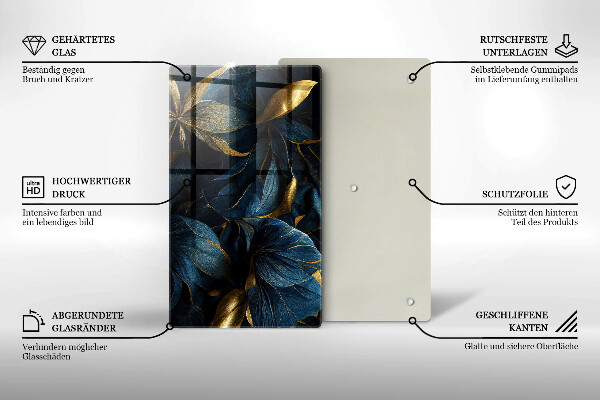 Tocător de bucătărie Frunze decorative cu aur