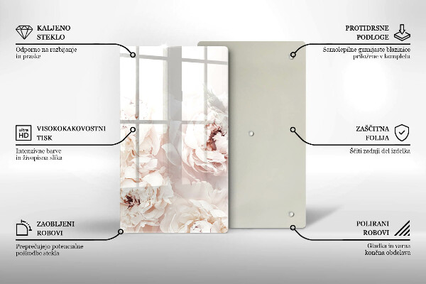 Tocător de bucătărie Bujori pastel