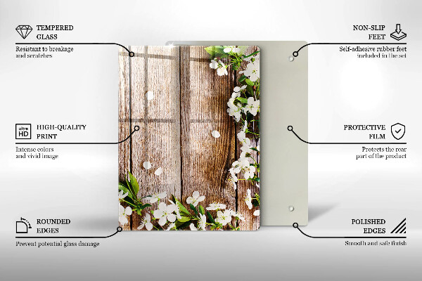 Tocător de bucătărie Floarea soarelui pe scânduri