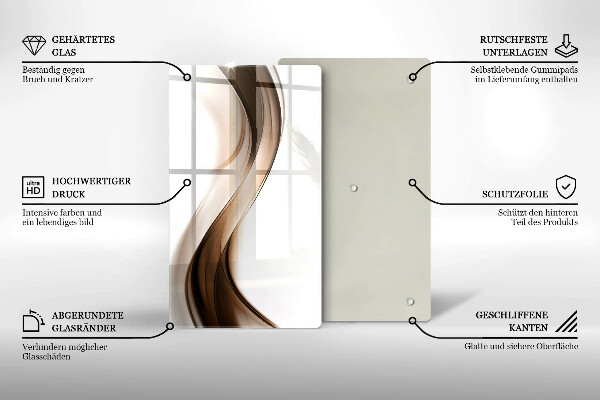 Tocător de bucătărie Linii maro abstracte