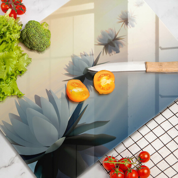 Tocător din sticlă Flori de crin pe apă