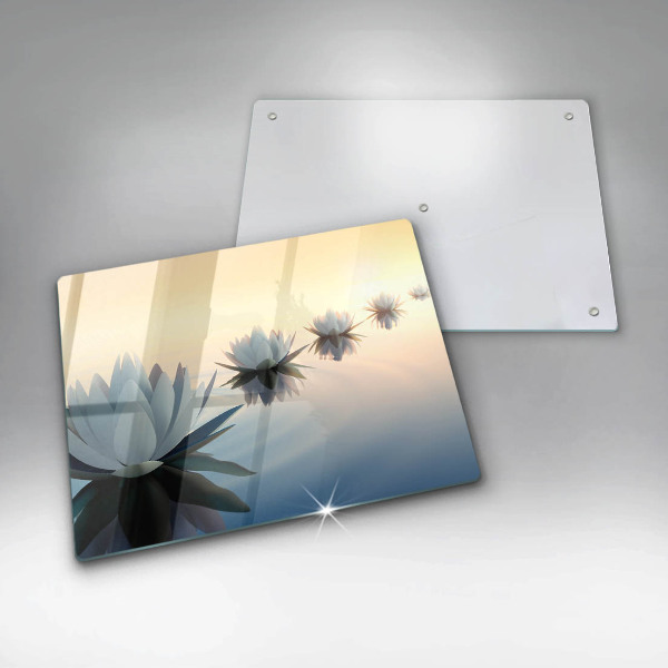 Tocător din sticlă Flori de crin pe apă