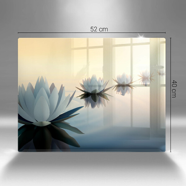 Tocător din sticlă Flori de crin pe apă