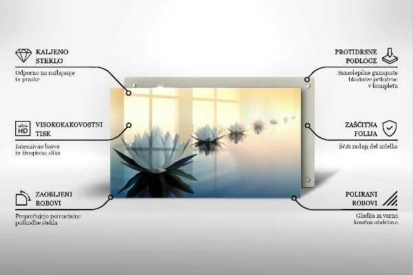Tocător din sticlă Flori de crin pe apă