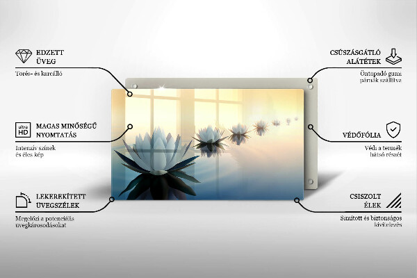 Tocător din sticlă Flori de crin pe apă