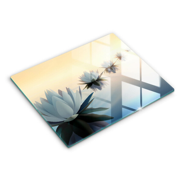 Tocător din sticlă Flori de crin pe apă