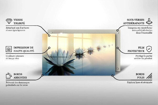 Tocător din sticlă Flori de crin pe apă