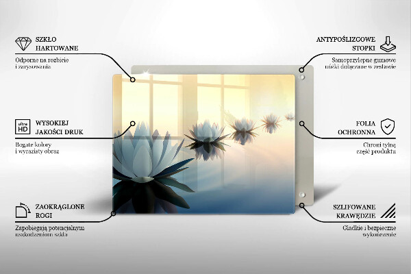 Tocător din sticlă Flori de crin pe apă