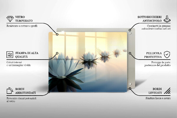 Tocător din sticlă Flori de crin pe apă