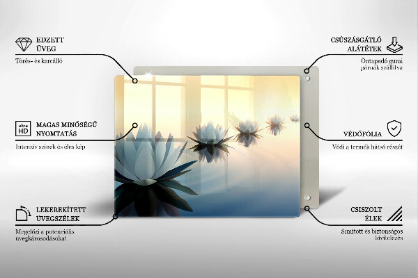 Tocător din sticlă Flori de crin pe apă