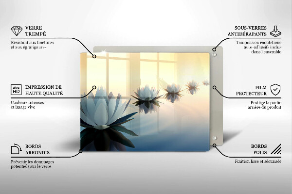 Tocător din sticlă Flori de crin pe apă