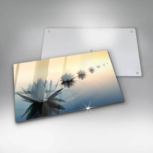 Tocător din sticlă Flori de crin pe apă