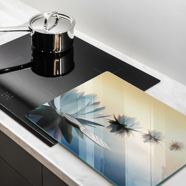 Tocător din sticlă Flori de crin pe apă