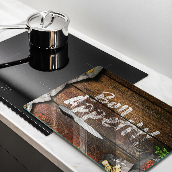 Tocător din sticlă Plăci cu inscripții Bon appetit