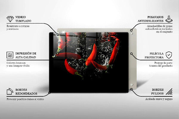 Tocător din sticlă Ardei iute în apă