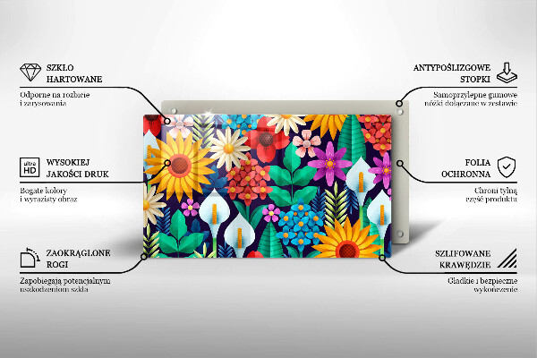 Tocător din sticlă Ilustrație de luncă cu flori