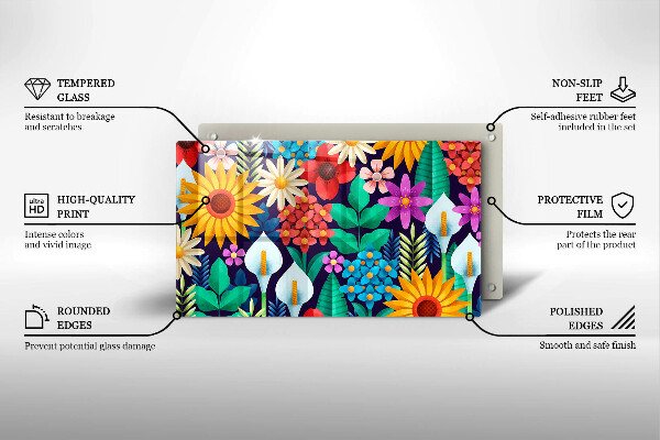 Tocător din sticlă Ilustrație de luncă cu flori