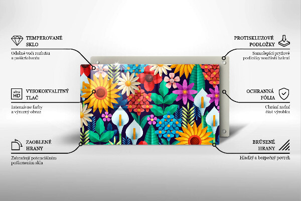 Tocător din sticlă Ilustrație de luncă cu flori