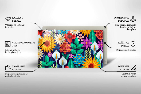 Tocător din sticlă Ilustrație de luncă cu flori