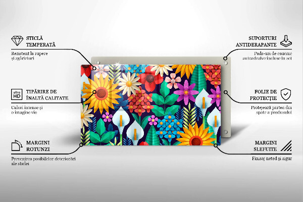 Tocător din sticlă Ilustrație de luncă cu flori