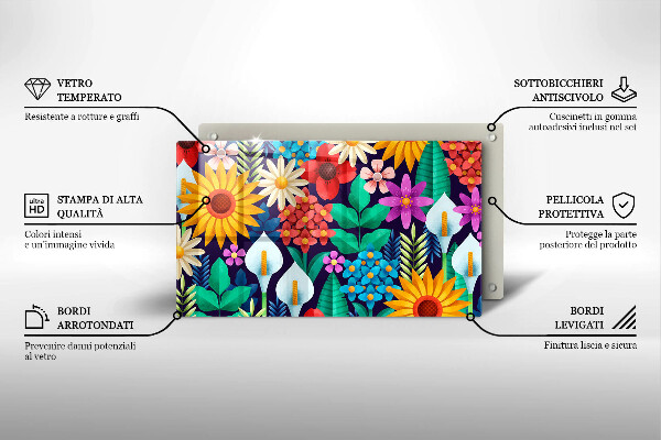 Tocător din sticlă Ilustrație de luncă cu flori