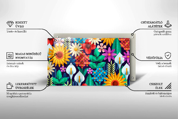 Tocător din sticlă Ilustrație de luncă cu flori