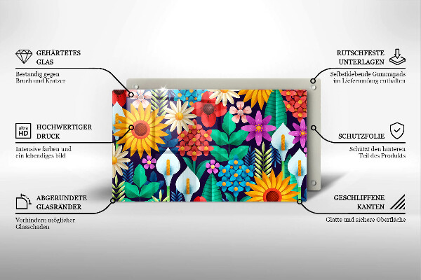 Tocător din sticlă Ilustrație de luncă cu flori