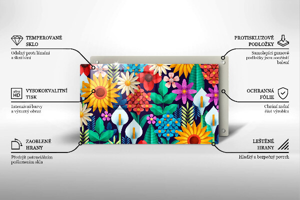 Tocător din sticlă Ilustrație de luncă cu flori