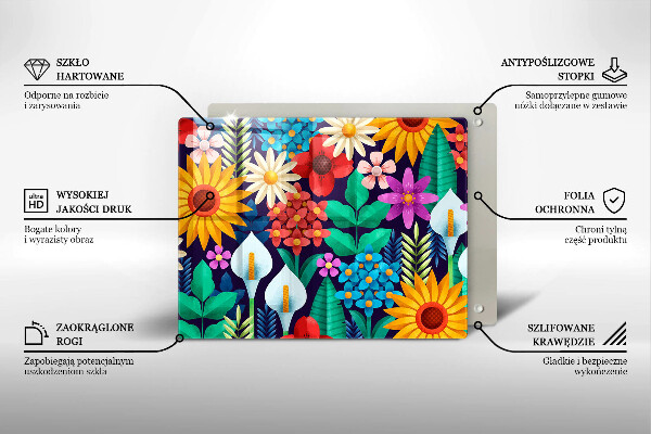 Tocător din sticlă Ilustrație de luncă cu flori