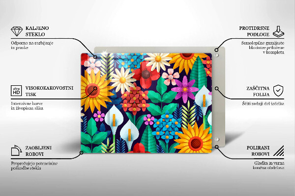 Tocător din sticlă Ilustrație de luncă cu flori