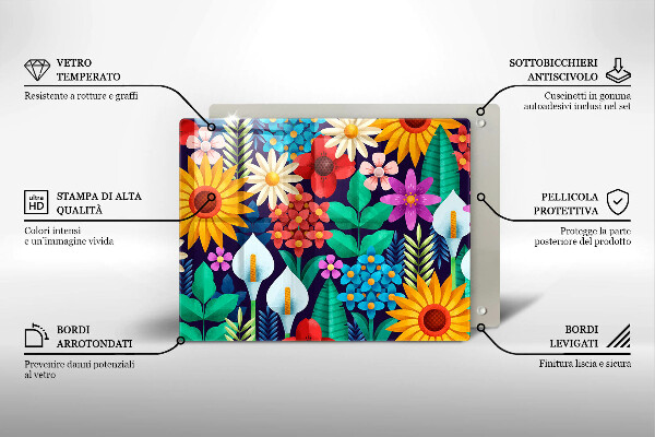 Tocător din sticlă Ilustrație de luncă cu flori