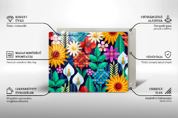 Tocător din sticlă Ilustrație de luncă cu flori