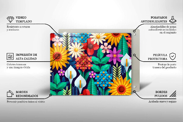 Tocător din sticlă Ilustrație de luncă cu flori