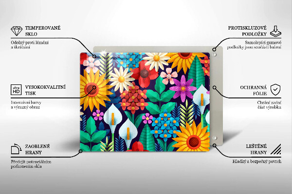 Tocător din sticlă Ilustrație de luncă cu flori