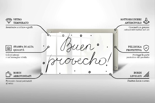 Tocător din sticlă Buen provecho!