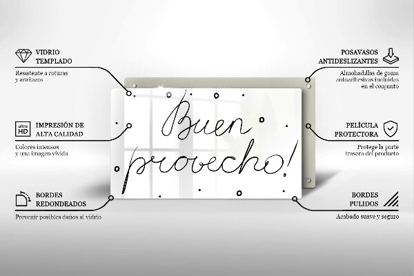 Tocător din sticlă Buen provecho!