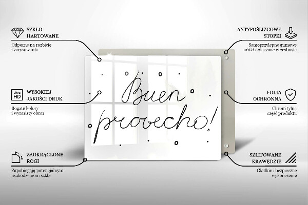 Tocător din sticlă Buen provecho!