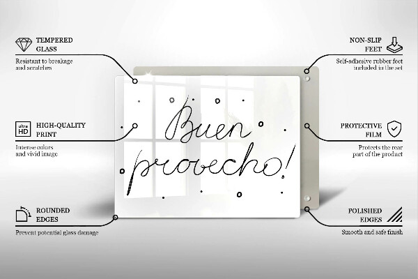 Tocător din sticlă Buen provecho!