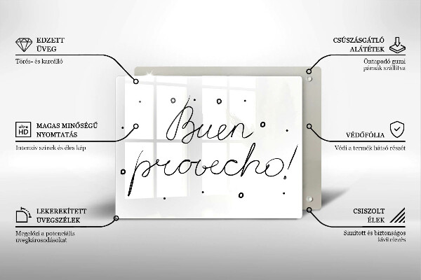 Tocător din sticlă Buen provecho!