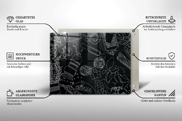 Tocător din sticlă Accesorii pentru bucatarie