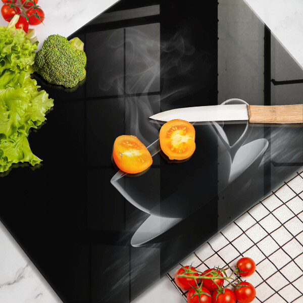 Tocător din sticlă ceașcă fierbinte de cafea